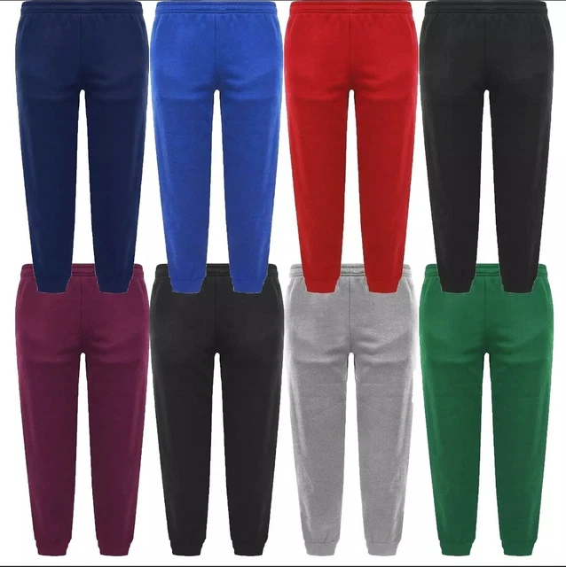 Boys Kids Children Warm Fleece Jogging Bottoms Sports Plain Joggers Pants 2-14