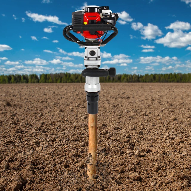 Gas-Powered Pile Driver 2-Stroke T Post Driver Fence Farm Push Pile Jack Hammer