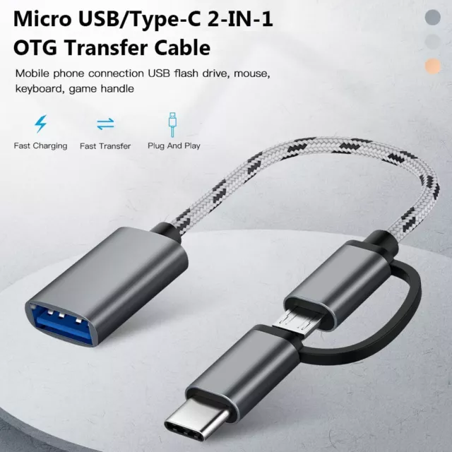 Cavo OTG Da maschio a femmina Adattatore 2 in 1 Micro USB/Tipo-C a USB 3.0