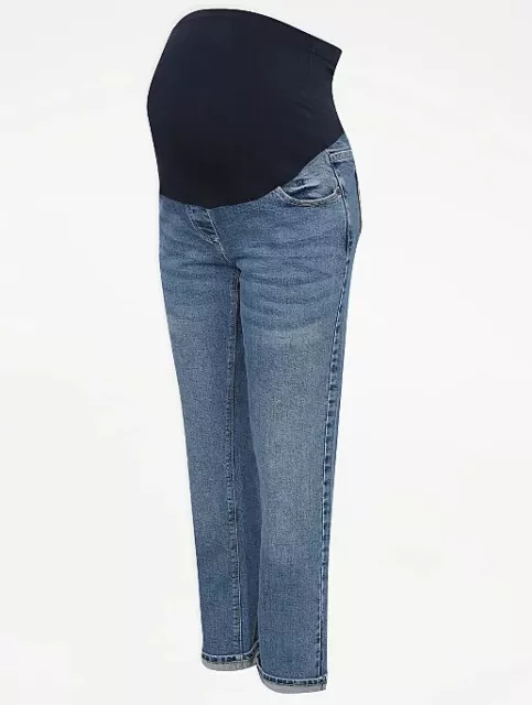 Pantalones de mezclilla Maternity sobre bump de pierna recta lavado medio talla 20