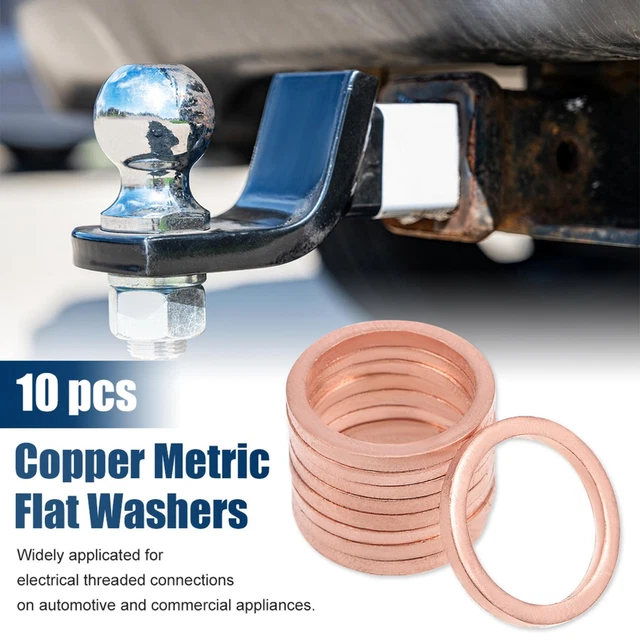 10 Pcs M16 x 20mm x 2mm Copper Flat Washer Sealing Rings for Screw Bolt Nut