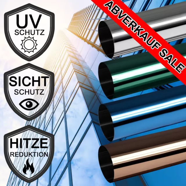 Sonnenschutzfolie (4€/m²) Spiegelfolie Hitzeschutz Fensterfolie Silber Folie