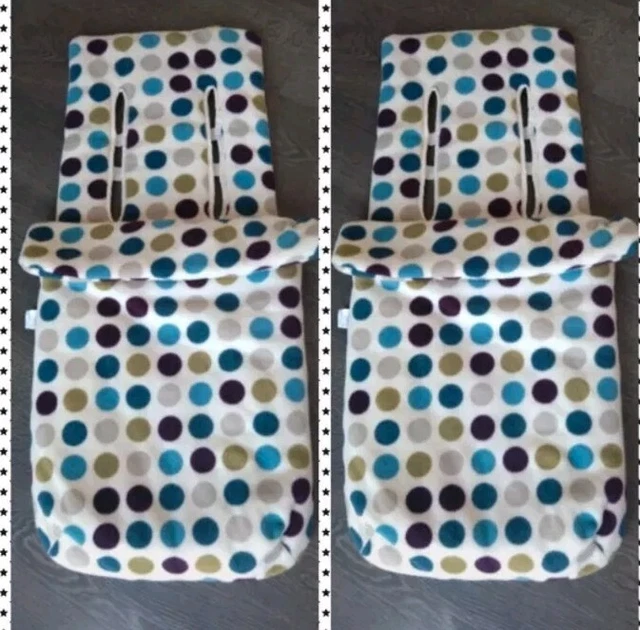 2 X MOTHERCARE cosy toes footmuff green blue spotty fleece universal fit 25.00 PicClick UK
