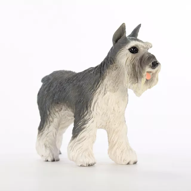 Schnauzer Figurine Hand Painted Statue Gray