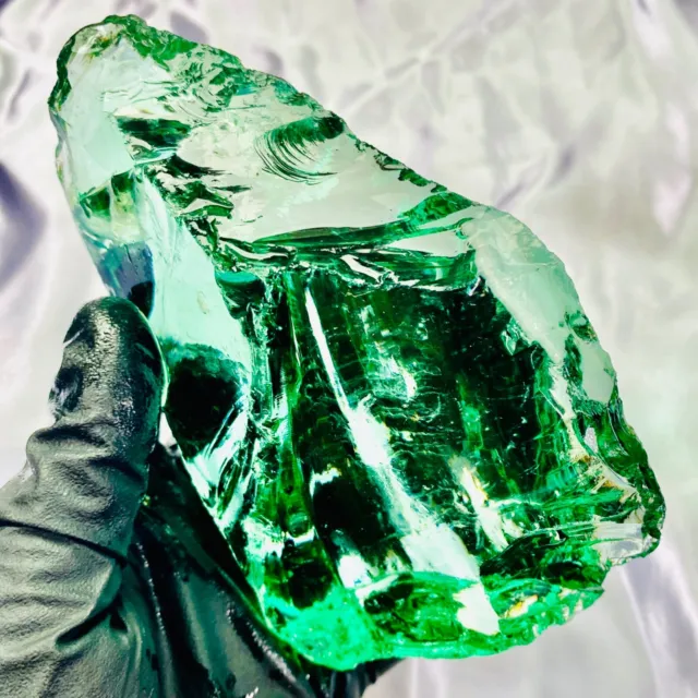 Green Obsidian Slag Glass Mexico Raw Natural Rough Crystal Mineral Rock 18 Oz.