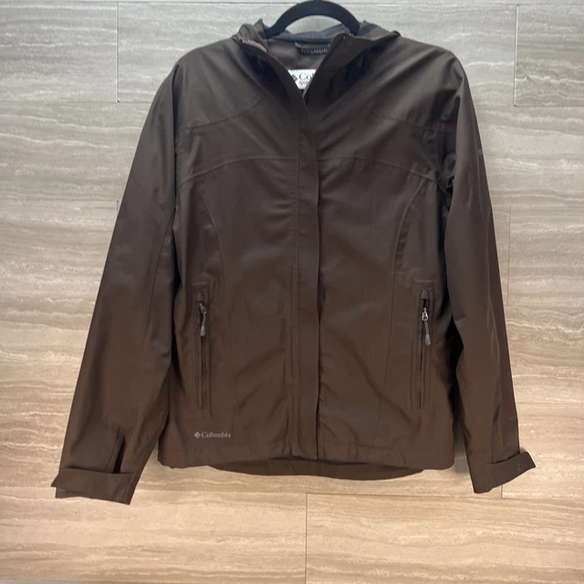 Columbia Titanium Women's Ski Jacket Omni Tech Waterproof Brown Hooded Size S