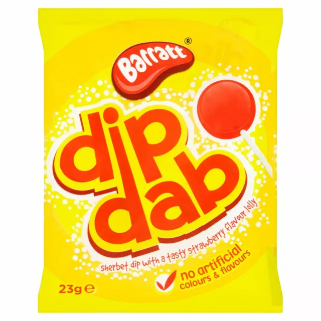 Barratt Dip Dab Brausepulver und Lolli mit Erdbeergeschmack - 23g - 12er-Packung