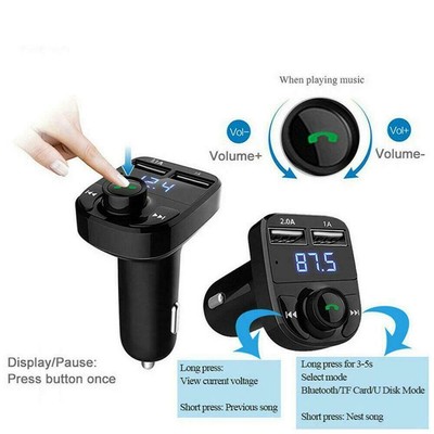 Carte TF Éliminer Bruit POHOVE Bluetooth Lecteur Multimédia pour Voiture 1.59 x 2.07 X 3.27 inch USB Chargeur Rapide sans Fil Bluetooth Voiture Radio FM Adaptateur Mp3 Musique Lecteur 2 USB Port 