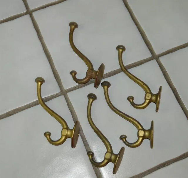 Set 5 Antique Cast Iron Matching Wall Coat Hooks