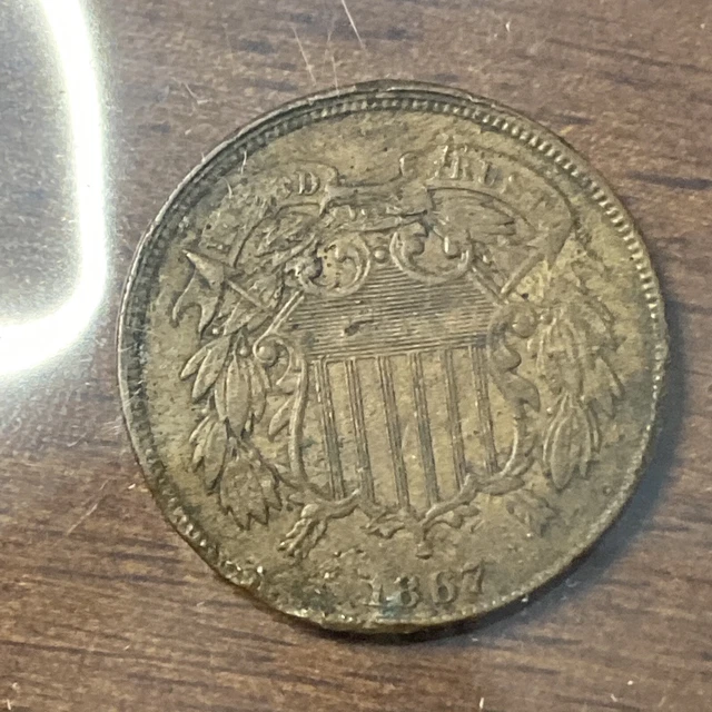 1867 2 Cent Piece. Nice Details. VF United States Type Coin