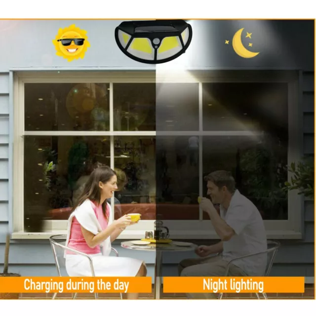 122 COB Solar Power Light PIR Motion Sensor Garden Security Wall Lamp Home 3