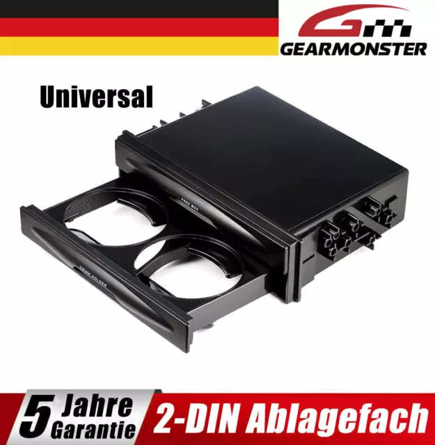 Ablagefach 2-DIN Universal Auto KFZ Aufbewahrung Getränkehalter Becherhalter