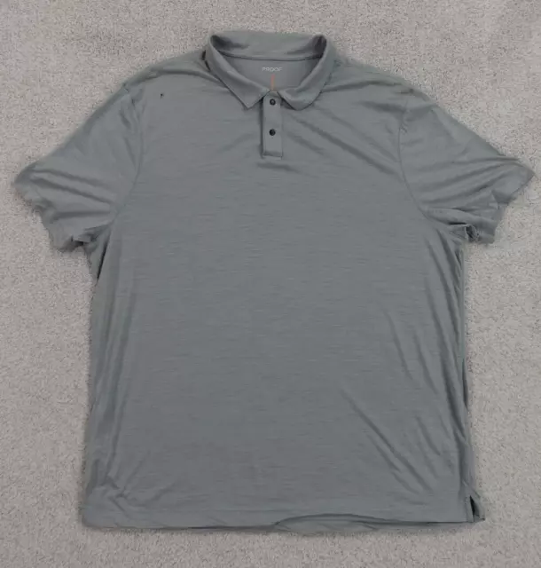 Proof Huckberry Shirt Mens XXXL Gray Polo Short Sleeve Merino Wool Blend Stretch