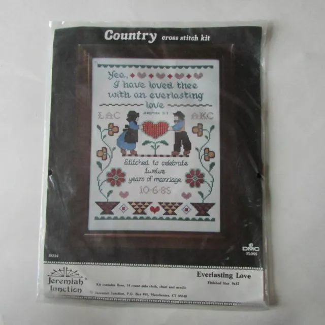 Jeremiah Junction Everlasting Love Country Marriage Record Cntd Cross Stitch NOS