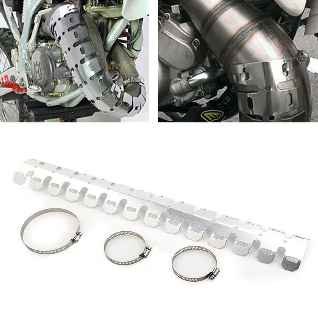 Tubo di scarico scudo termico copertura protezione tallone copertura per dirt bike argento