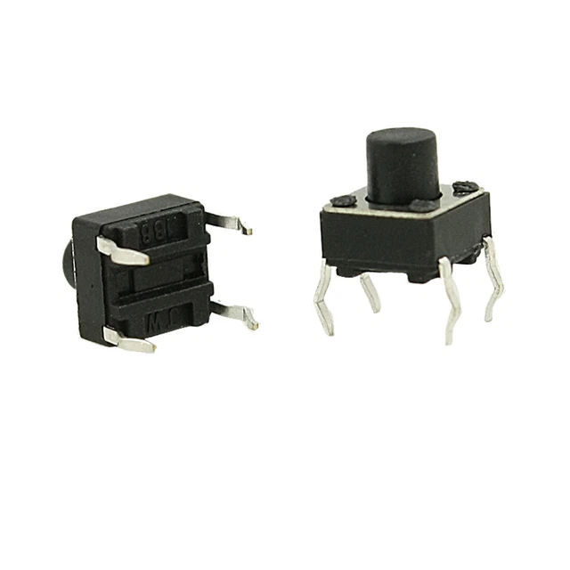 100pcs PCB Momentary Tactile Tact Microswitch 4 Pin DIP Button 6x6x6.5mm