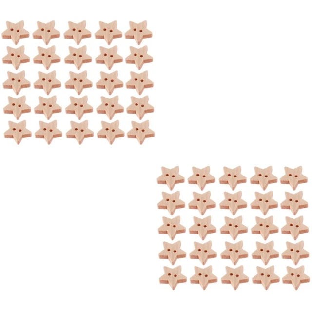 400 piezas/paquete de botones de estrella de madera decoración manual botones de estrella pentagrama