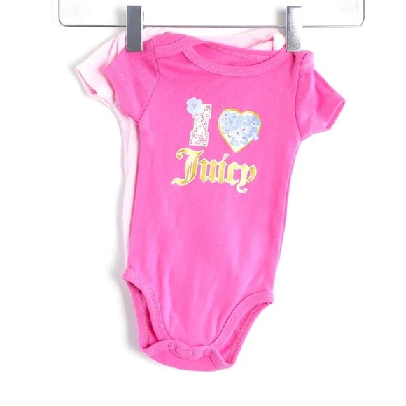Set 2 Juicy Couture baby bodysuit unitard infant toddler soft cotton children