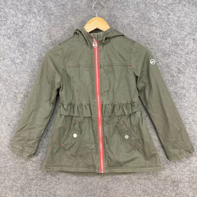 Michael Kors Girls Jacket Size 7-8 Years Green Hooded Full Zip J19113