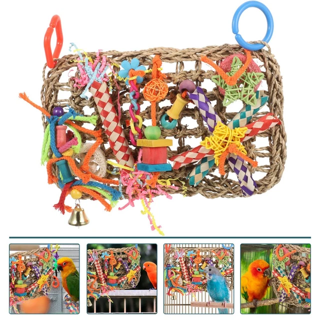 STRAW WOVEN BIRD Chewing Plaything Creative Parrot Foraging Toy ...