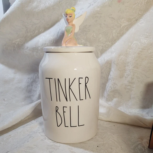 Rae Dunn Tinker Bell Canister 10" overall height w/Tinkerbell Top - NEW
