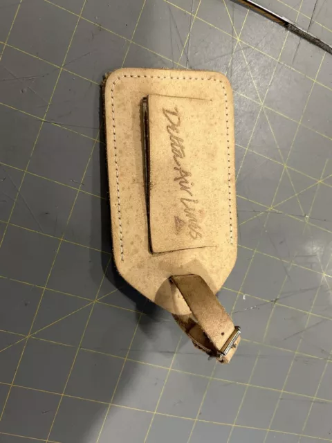 DELTA Airlines Tan Suede Leather Luggage Bag Tag