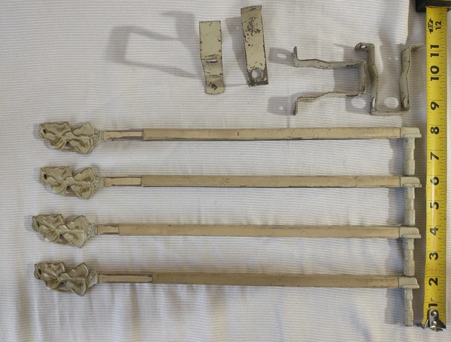 Vintage Metal Swing Arm Curtain Drape Rods Adjustable Swivel 2 Pair w/ Hardware 2