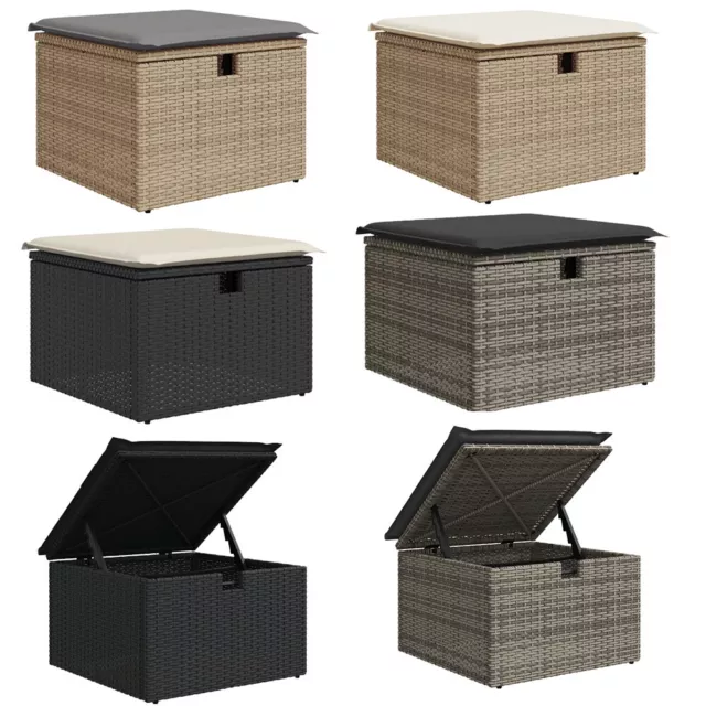 Gartenhocker Fußhocker mit Stauraum Poly Rattan Sitzhocker Aufbewahrungsbox