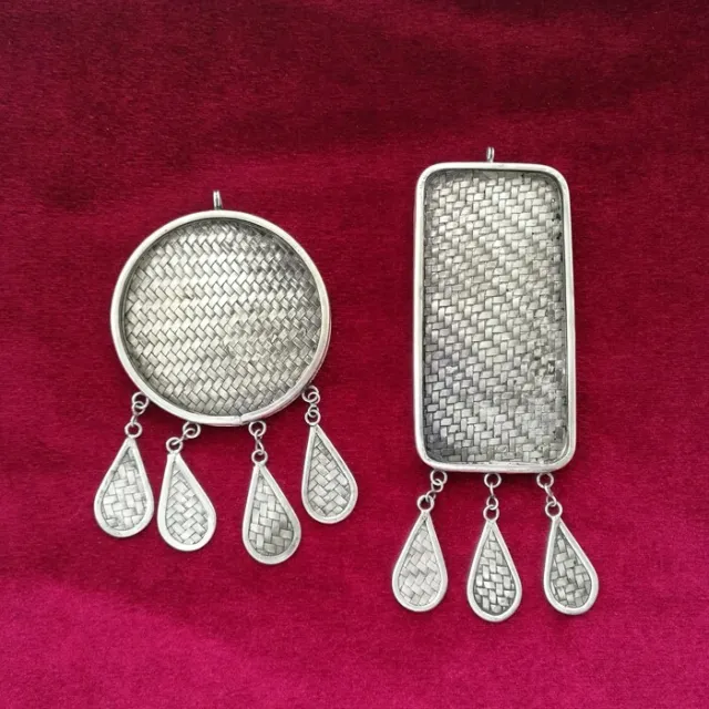 Big Personality pure hand-woven miao silver DIY embed necklace pendant 1piece