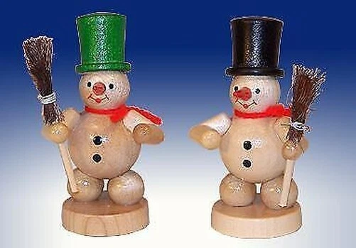 Decorazione di Natale Pupazzi Neve Con Scopa Natura Altezza 8cm Nuovo Eismann
