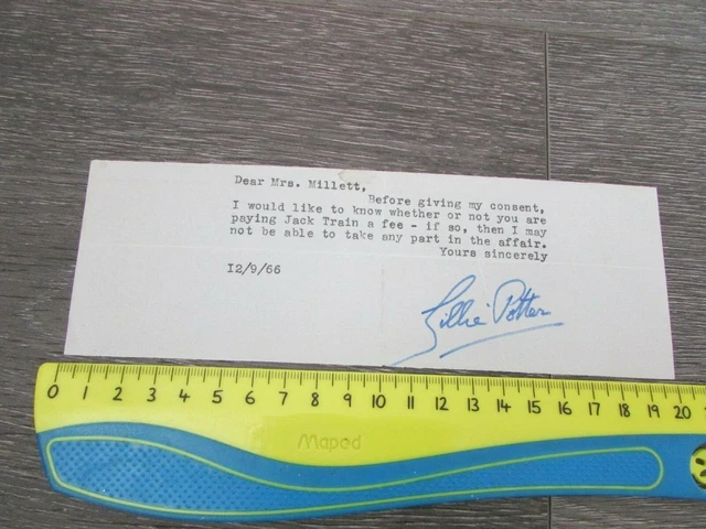 Gillie Potter English Comedian & Presenter 1966 Original Hand Signed Letter 3