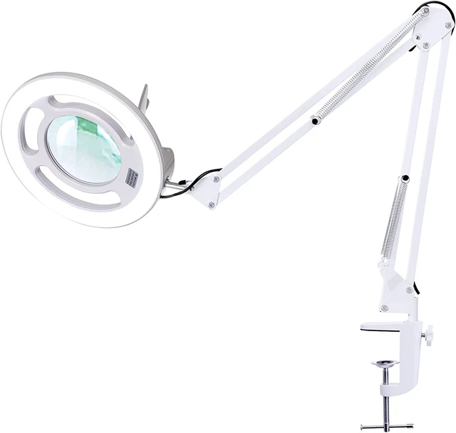 Magnifier Workbench Lamp - White with Bench Clamp