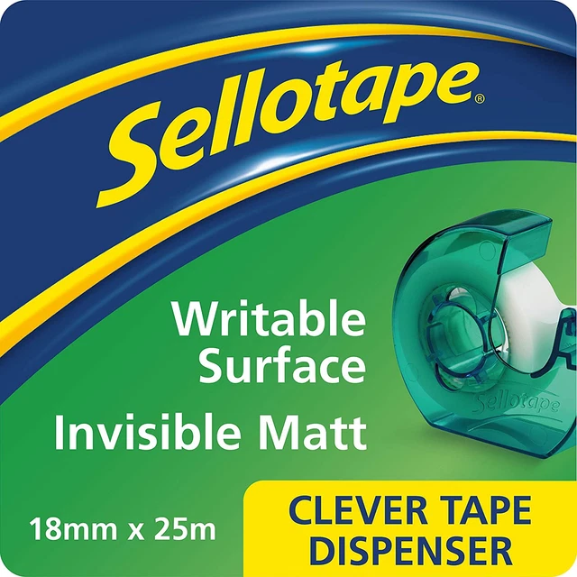 Sellotape 1766004 con dispensador de cinta inteligente, 18 mm x 25 m