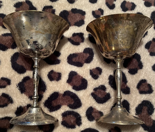 Maurice Duchin Silver-Plate 6” Goblets Lot Of 2 Set. Made in India