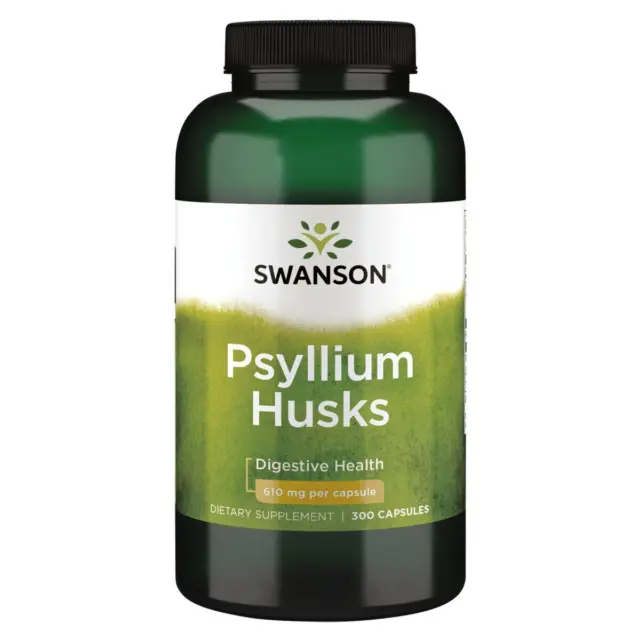 Swanson Psyllium Cáscaras 610MG 300 Cápsulas,Colesterol Soporte,Resfriado