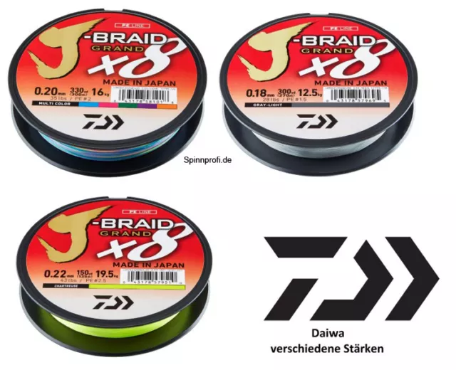 Daiwa J-Braid Grand X8 270m/ 300m Meter versch Stärken geflochtene Angelschnur