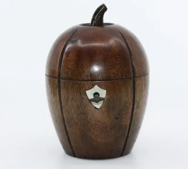 Melon Wooden Treen Tea Caddie Caddy Vintage