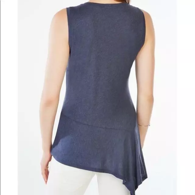 BCBGMaxAzria Cari Asymmetrical Jersey Tank - Heather Navy Blue - Medium - New 2