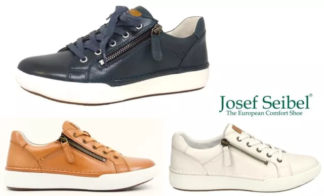 Josef Seibel Leather comfort walking shoes lace up sneakers with zip Claire 03