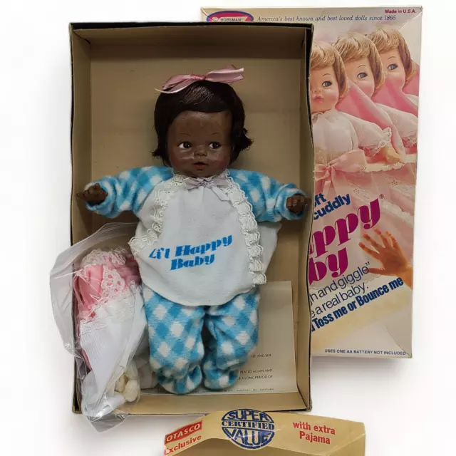 Vintage Horsman Black African American Lil Happy Baby Doll  1970s Toy