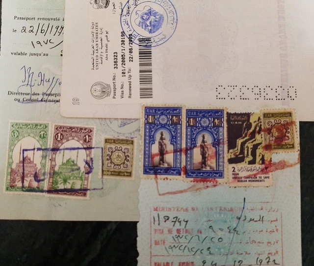 Egypt Uar 1959-1970 Lot Of Consular Revenues On 3Pages الجمهورية العربيه المتحده