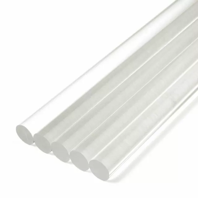 Clear Perspex Acrylic 12mm Solid Rod Plastic Bars 5 Pack 500mm Long 12mm Round