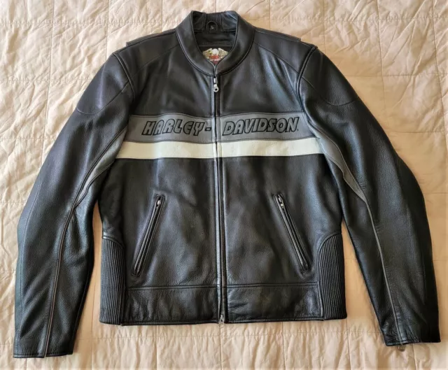 GENUINE HARLEY DAVIDSON Leather Motorcycle Riding Racing Jacket Men's ...