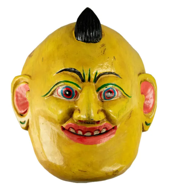 Mask Joker - 19cm -ritual Shamanic Tibetan Protector Yellow Nepal - 5327