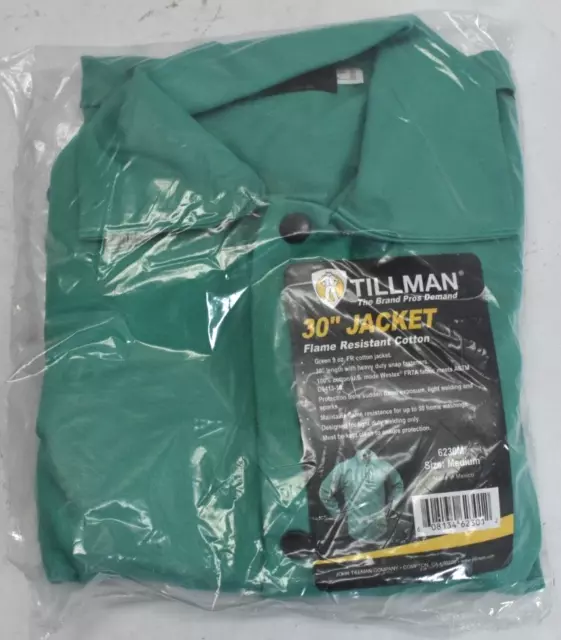 NEW Tillman 6230M Lightweight 30" GREEN Jacket Flame Retardant Cotton Medium