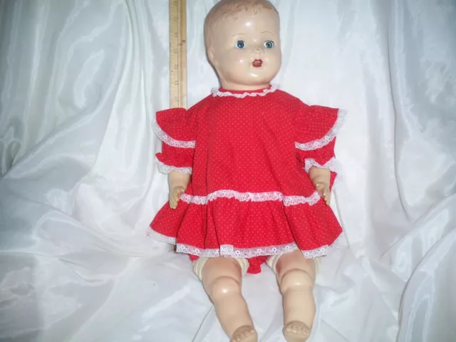 Vintage Unmarked 22" Baby Doll Composition/w Cloth Body, Sleepy Eyes, Two Teeth