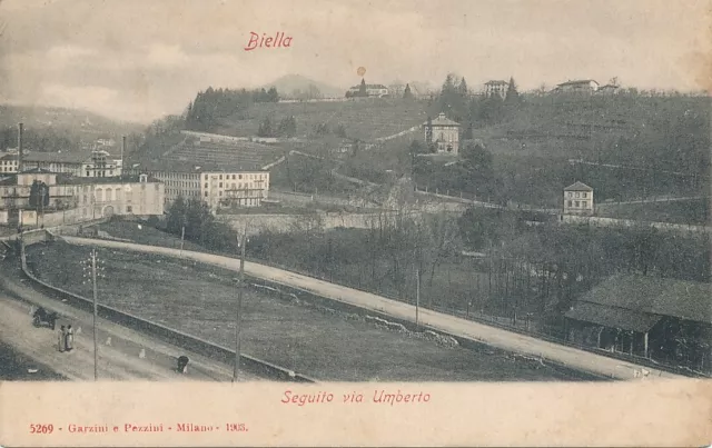 Cartolina Paesaggistica Piemonte  Biella Seguito Via Umberto non Viaggiata