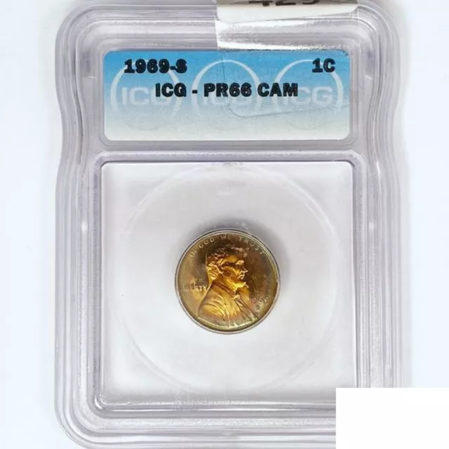 1969-S Lincoln Memorial Cent Coin ICG PR66 CAM