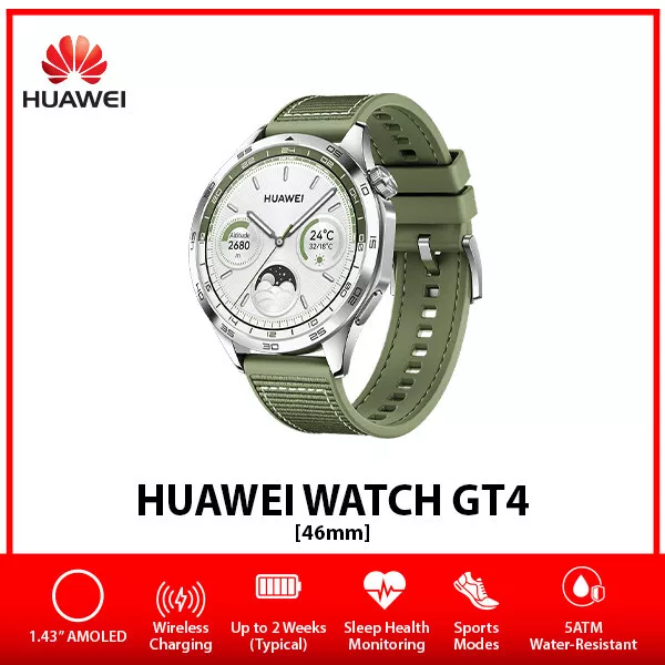  HUAWEI Watch GT 4 B19F 46mm Bluetooth Smartwatch 1.43 AMOLED  Screen Fluoroelastomer Strap - Black : Cell Phones & Accessories
