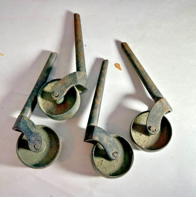 Set of 4 Antique Iron and Brass Industrial 2" Wheels Swivel Casters
